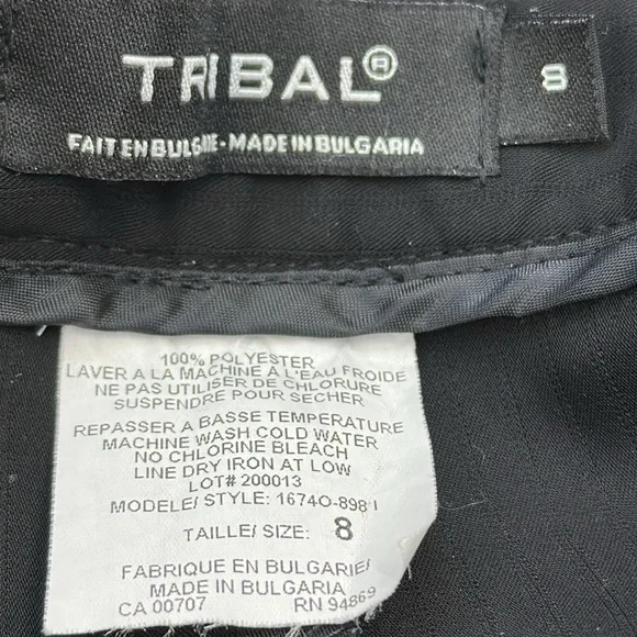 Tribal Black On Black Striped 2 Pocket Side Zip Wide Straight Leg Curvy Womens 8 - Picture 15 of 15